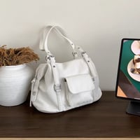 ビッグフェイクレザーショルダートートバッグ/pcバッグ