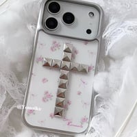 スタッズクロスフラワーiPhoneケース