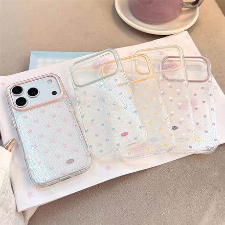 ハートドットクリアラメiPhoneケース