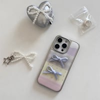 淡色4柄ダブルリボンiPhoneケース