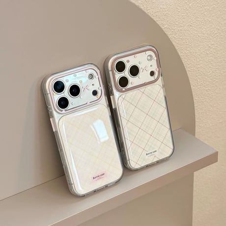 淡色♡チェックiPhoneケース