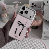 Black Ribbon pink dot iPhoneケース