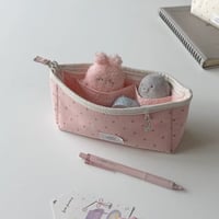 スタードット★シンプルペンケース🍀クローバーチャーム付き/筆箱