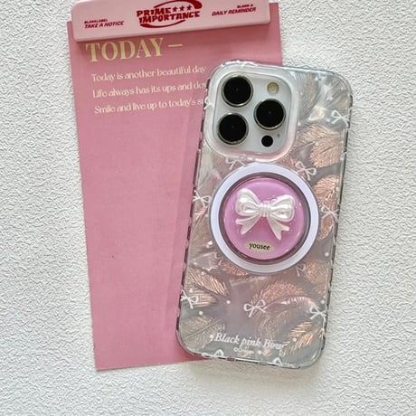 シャインリボンMagSafグリップiPhoneケース