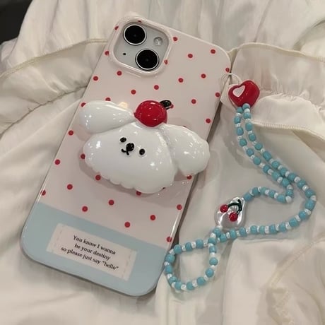 シロわんこグリップ付きiPhoneケース