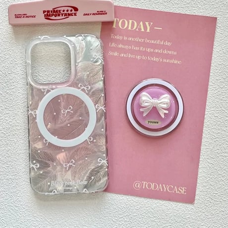 シャインリボンMagSafグリップiPhoneケース