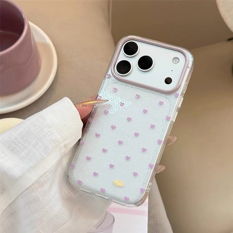 ハートドットクリアラメiPhoneケース