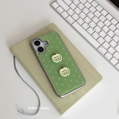 グリーンアップルボタンコアiPhoneケース
