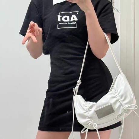 ギャザーリボンプレートショルダーバッグ