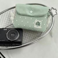 ウィングスタードットミントグリーンポーチ