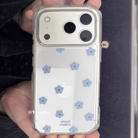 ブルーフラワークリアiPhoneケース