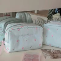 レトロガール小花柄ポーチ/メイクポーチ/筆箱/ペンケース
