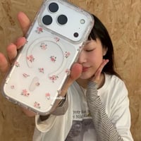 小花柄MagSafクリアiPhoneケース