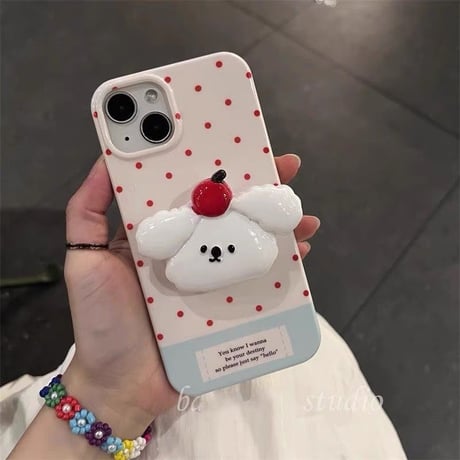 シロわんこグリップ付きiPhoneケース