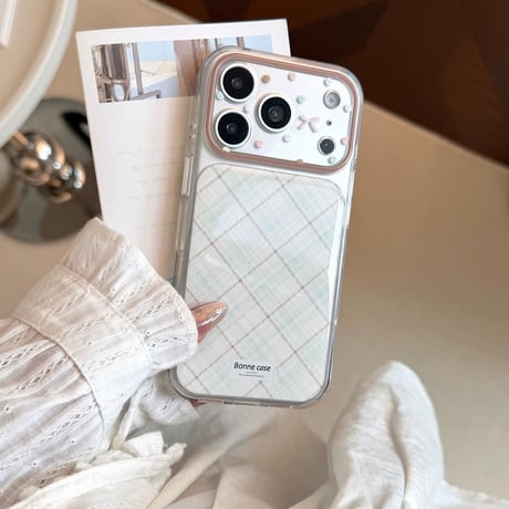 淡色♡チェックiPhoneケース