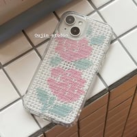ローズ🌹クロシェニット編み風iPhoneケース