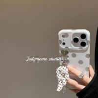 ドットウィングチャーム付きレトロドットiPhoneケース
