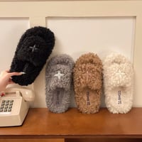 プードルもこもこクロスポイントルームシューズ