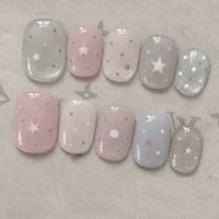 シンプル透け感スタードドットネイルチップ/ショートネイル