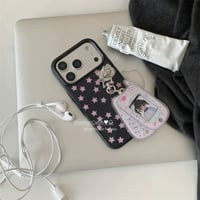平成ガラケーチャーム付きピンクスターiPhoneケース