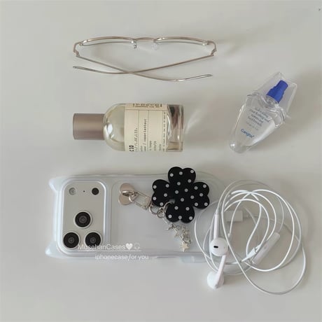 ドットクローバーチャームネコ耳クリアiPhoneケース