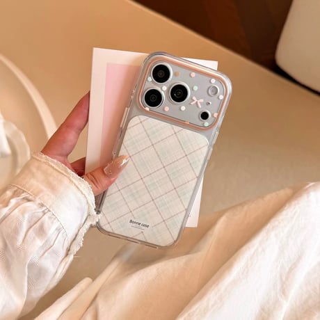 淡色♡チェックiPhoneケース