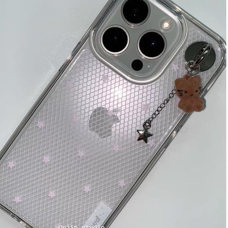 スターレースねこちゃんチャーム付きiPhoneケース