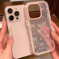 キラキラリボンピンクフレームiPhoneケース