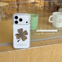 ミラー🍀クローバードットiPhoneケース