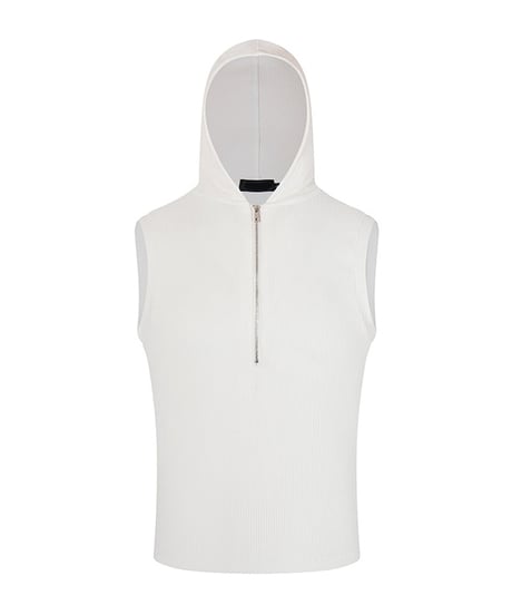 LUXRIB SLEEVELESS HOODIE /2color