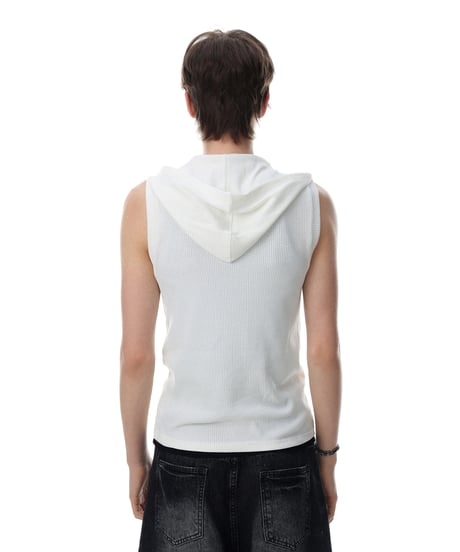 LUXRIB SLEEVELESS HOODIE /2color