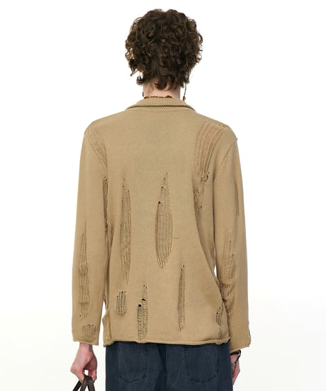 DISTRESS POLO KNIT /2color