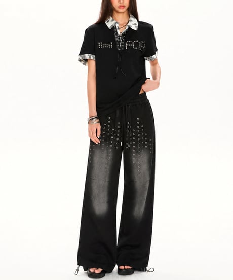 EYELET FADE SWEAT PANTS