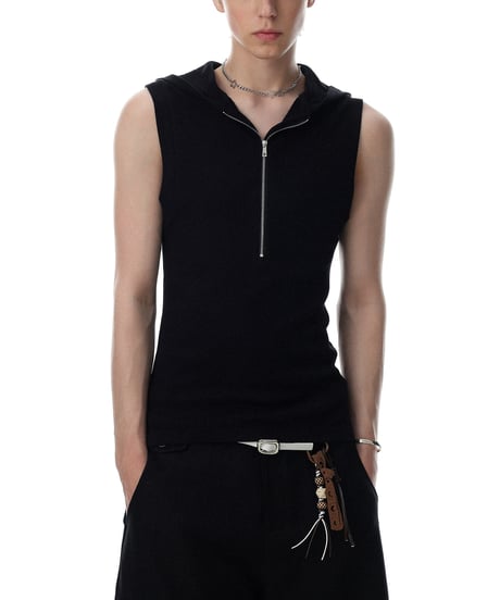 LUXRIB SLEEVELESS HOODIE /2color