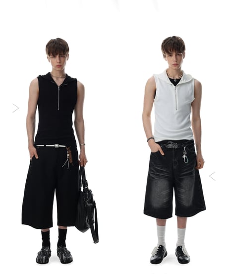 LUXRIB SLEEVELESS HOODIE /2color