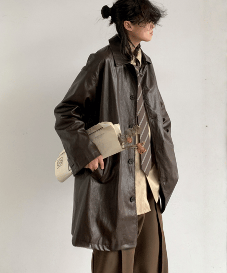 VINTAGEFORM LEATHER COAT /2color