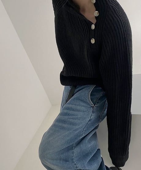 ASYMORA HIGH NECK KNIT /2color