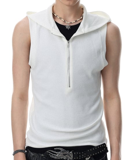 LUXRIB SLEEVELESS HOODIE /2color