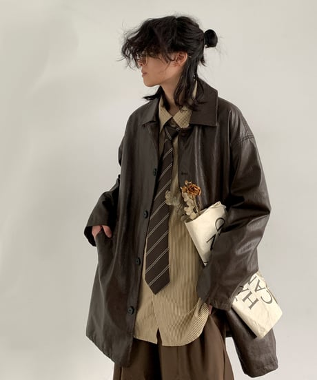 VINTAGEFORM LEATHER COAT /2color
