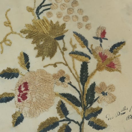 フランス 19世紀 シルクの花の刺繍絵