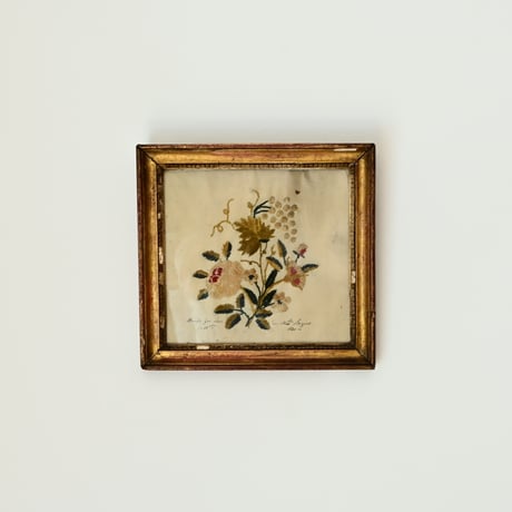 フランス 19世紀 シルクの花の刺繍絵