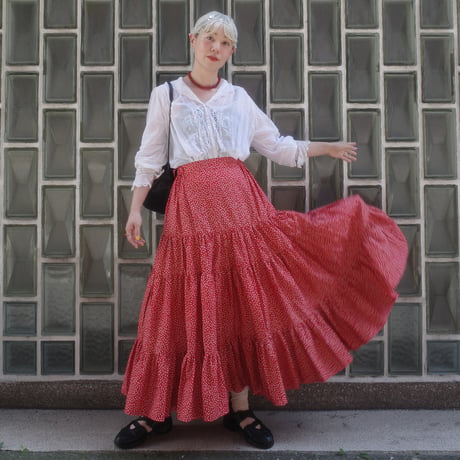 Tiny Floral DAN DAN SKIRT - romantic red