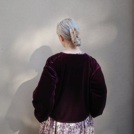 GO GO VINTAGE!  VELOUR BOLERO JACKET - garnet