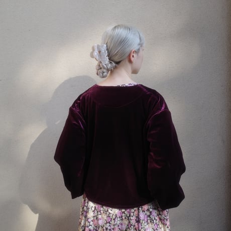 GO GO VINTAGE!  VELOUR BOLERO JACKET - garnet