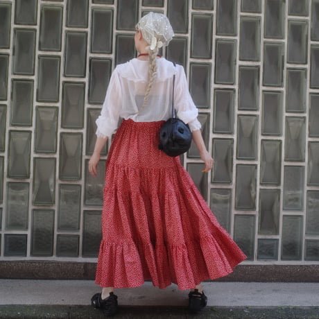 Tiny Floral DAN DAN SKIRT - romantic red