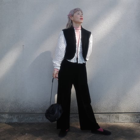 GO GO VINTAGE!  VELOUR PANTS  - onyx