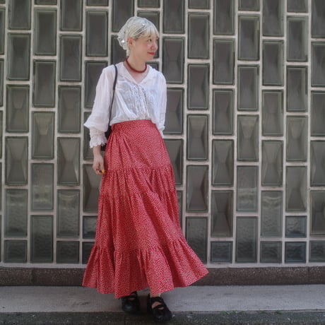 Tiny Floral DAN DAN SKIRT - romantic red