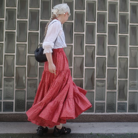 Tiny Floral DAN DAN SKIRT - romantic red