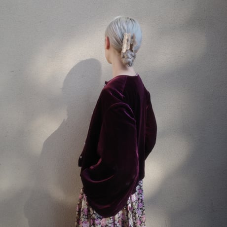 GO GO VINTAGE!  VELOUR BOLERO JACKET - garnet
