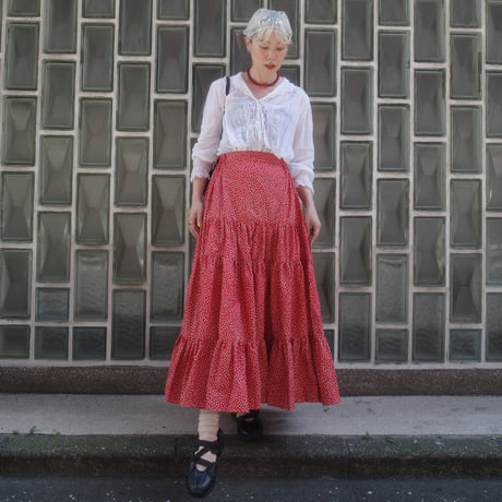 Tiny Floral DAN DAN SKIRT - romantic red